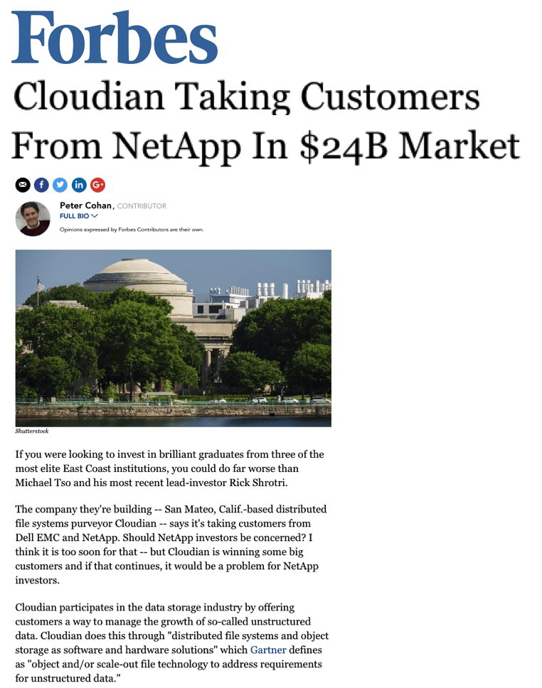 Cloudian Taking Customers from NetApp