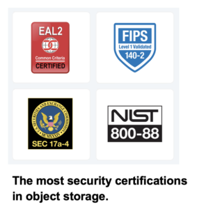 Cloudian object storage security certifications