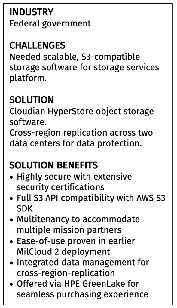 Cloudian object storage provides cloud storage for US Department of Defense